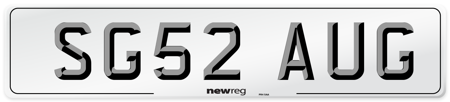 SG52 AUG Number Plate from New Reg